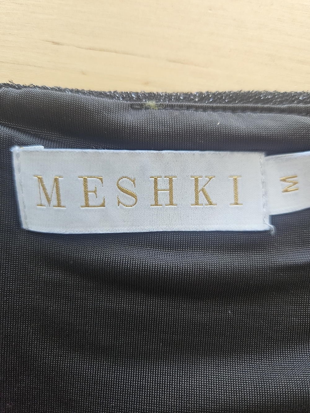 Meshki Black Glitter Square Neck Camisole Zipper Bodycon Mini Dress Medium - Picture 7 of 12